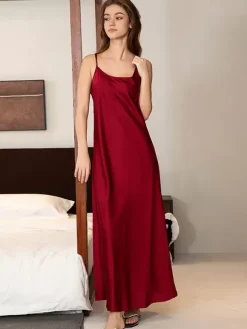 Long Nightgown Black Stretch Elegant Adult's Lingerie