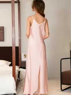 Long Nightgown Black Stretch Elegant Adult's Lingerie