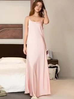 Long Nightgown Black Stretch Elegant Adult's Lingerie