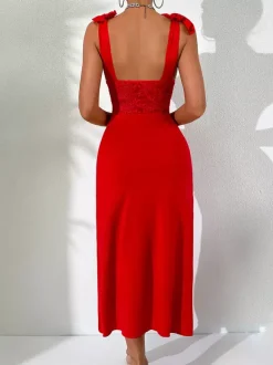 Long Nightgown Lace Backless Sleeveless Emerald Green Bodycon High Side Slit Sexy Lingerie