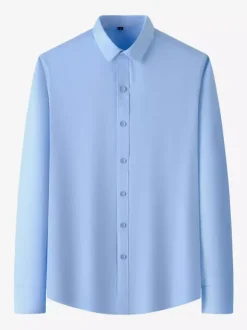 Long-Sleeved Shirts For Men Wrinkle-Free Business Casual Ice Silk Shirts