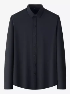 Long-Sleeved Shirts For Men Wrinkle-Free Business Casual Ice Silk Shirts