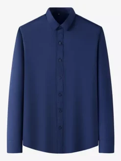 Long-Sleeved Shirts For Men Wrinkle-Free Business Casual Ice Silk Shirts