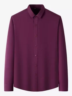 Long-Sleeved Shirts For Men Wrinkle-Free Business Casual Ice Silk Shirts