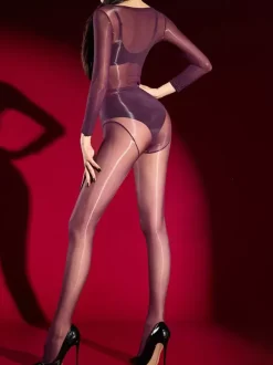 Long Sleeve Oil Gloss Sheer Full Body Bodystocking