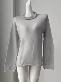 Long Sleeve See-through Knit Tops For Women 2026