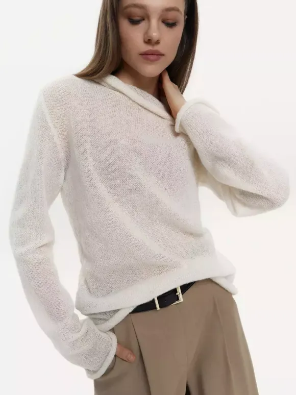Long Sleeve See-through Knit Tops For Women 2026