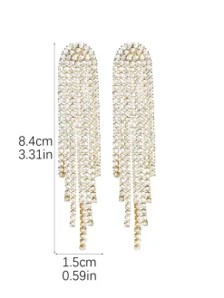 Long Tassel Shiny Rhinestone Earrings For Women 2026