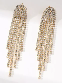 Long Tassel Shiny Rhinestone Earrings For Women 2026