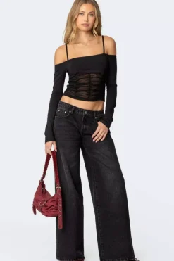 Low Rise Wide Leg Baggy Jeans For Women - Medium Wash Vintage Y2K Loose Fit Denim - Summer Casual Streetwear 2026