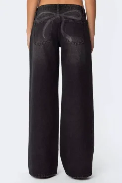 Low Rise Wide Leg Baggy Jeans For Women - Medium Wash Vintage Y2K Loose Fit Denim - Summer Casual Streetwear 2026