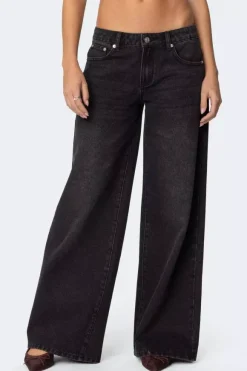 Low Rise Wide Leg Baggy Jeans For Women - Medium Wash Vintage Y2K Loose Fit Denim - Summer Casual Streetwear 2026