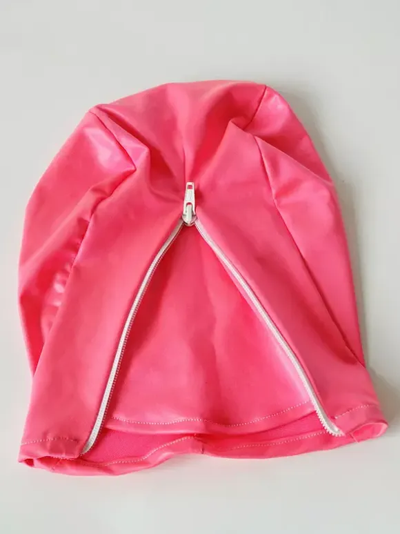 Lycra Spandex Headgear Mask With Zipper Cosplay Sexy Cute Costume Club Wear Women Headgear