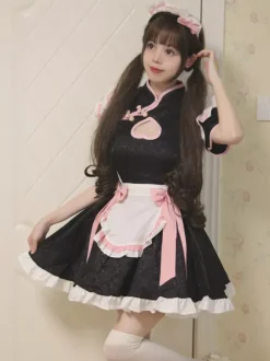Maid Lolita Cosplay Costume Chinese Style Sweetheart Cheongsam Dress Party Waitress Role Play