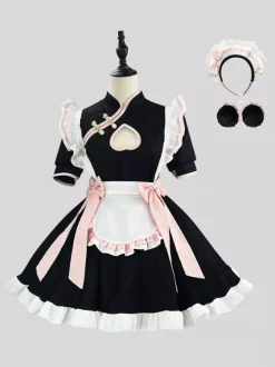 Maid Lolita Cosplay Costume Chinese Style Sweetheart Cheongsam Dress Party Waitress Role Play