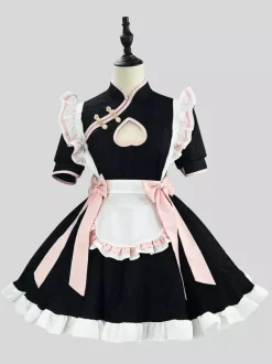 Maid Lolita Cosplay Costume Chinese Style Sweetheart Cheongsam Dress Party Waitress Role Play