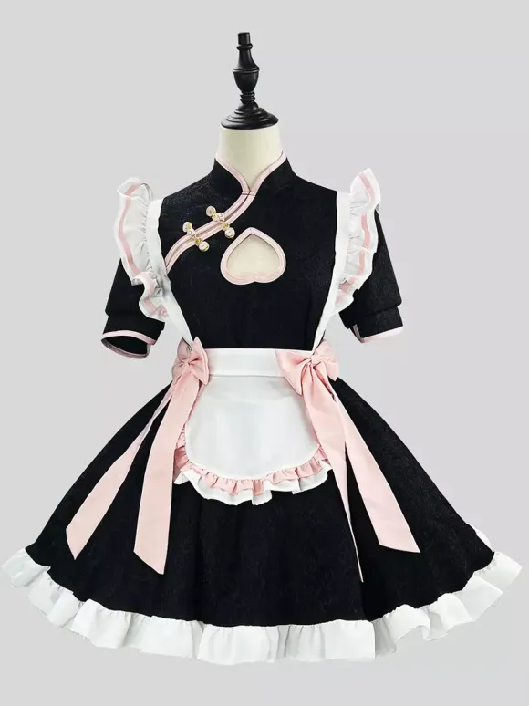 Maid Lolita Cosplay Costume Chinese Style Sweetheart Cheongsam Dress Party Waitress Role Play