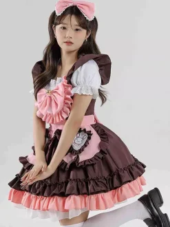 Maid Costumes Coffee Brown Girl's Dress