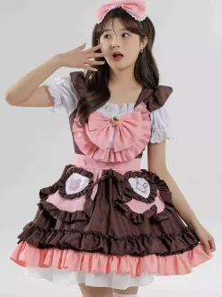 Maid Costumes Coffee Brown Girl's Dress
