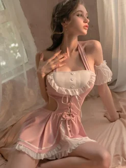 Maid Costume Women's T-back Armwear Dress Servant Girl Costumes