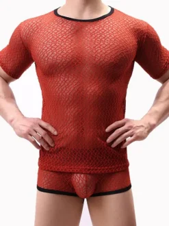 Male Sexy Tee Royal Blue Sheer Men Lingerie