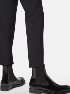Mans Chelsea Boots Black Cowhide Round Toe Slip On Short boots