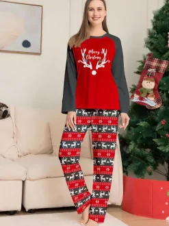 Matching Family Pajamas Round Neck Long Sleeves Adult's Kid's Christmas Pyjamas