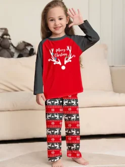 Matching Family Pajamas Round Neck Long Sleeves Adult's Kid's Christmas Pyjamas