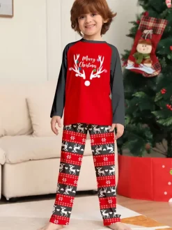 Matching Family Pajamas Round Neck Long Sleeves Adult's Kid's Christmas Pyjamas
