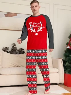 Matching Family Pajamas Round Neck Long Sleeves Adult's Kid's Christmas Pyjamas