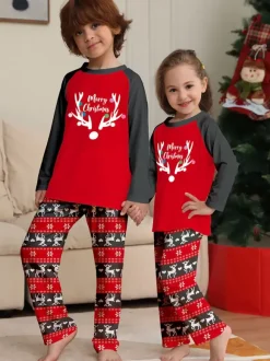Matching Family Pajamas Round Neck Long Sleeves Adult's Kid's Christmas Pyjamas