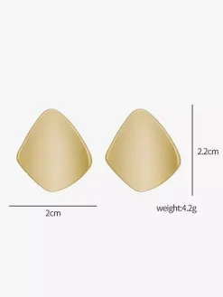 Matte Gold Irregular Rhombus Geometric Stud Earrings Metal Statement Ear Jewelry