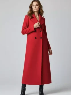 Maxi Double-breasted Woolen Coat in Sophisticated Straight Cut For Women 2026