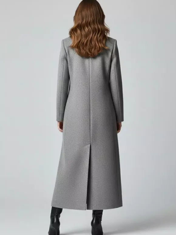 Maxi Double-breasted Woolen Coat in Sophisticated Straight Cut For Women 2026