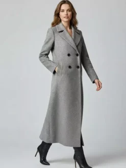 Maxi Double-breasted Woolen Coat in Sophisticated Straight Cut For Women 2026