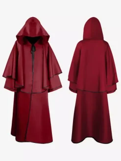 Medieval Capes Hooded Robes Monk Cloaks Burgundy