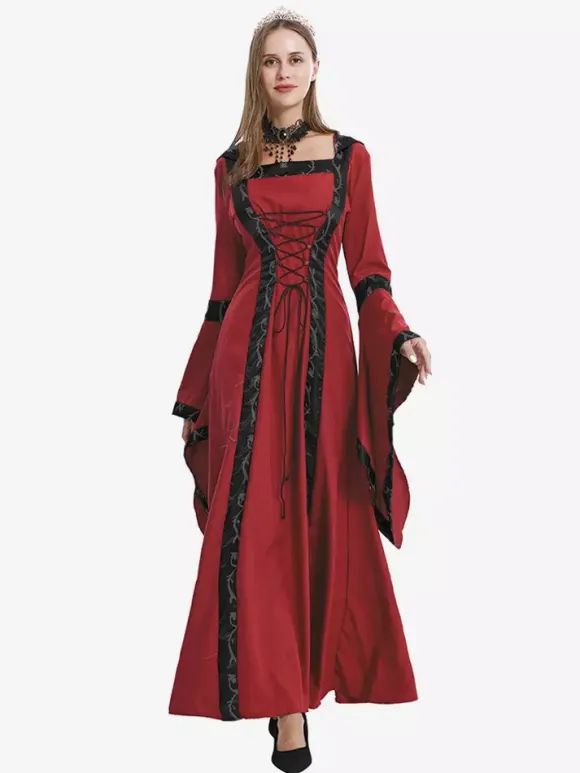 Medieval Dress For Women Plus Size Renaissance Vintage Lace Up Costumes