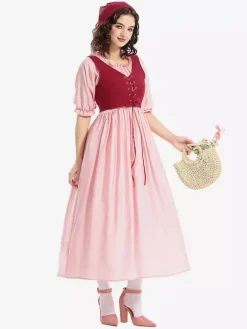 Medieval Renaissance Dress For Women Vintage Irish Over Dress Reminiscence Boho Costume Set