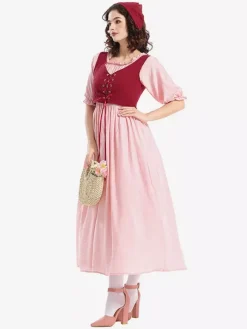 Medieval Renaissance Dress For Women Vintage Irish Over Dress Reminiscence Boho Costume Set