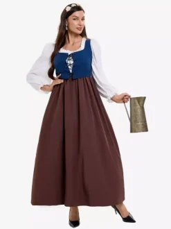 Medieval Retro Farm Clothing Colonial Period Village Maid Dress Cosplay Costumes