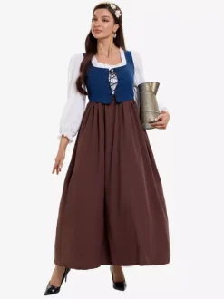 Medieval Retro Farm Clothing Colonial Period Village Maid Dress Cosplay Costumes