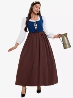 Medieval Retro Farm Clothing Colonial Period Village Maid Dress Cosplay Costumes