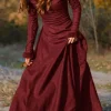Medieval Vintage Dress Brown Layered Long Sleeves Swing Dress Cosplay Costume Carnival