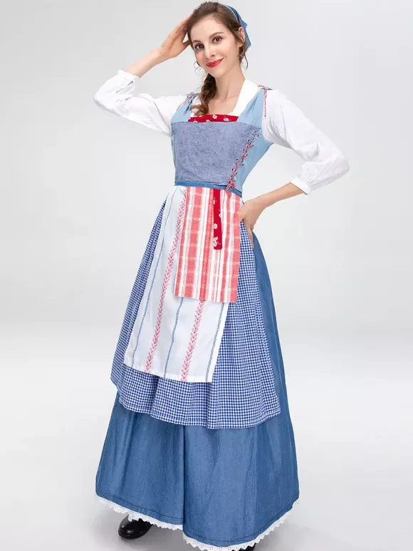 Medieval Manor Maid Dress Vintage Long Theater Costume Beer Holidays Costumes