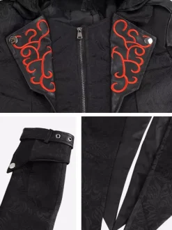 Medieval Retro Splicing Jacket Gothic Dark Costume Burgundy