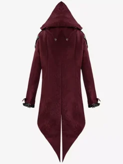 Medieval Retro Splicing Jacket Gothic Dark Costume Burgundy
