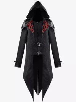Medieval Retro Splicing Jacket Gothic Dark Costume Burgundy