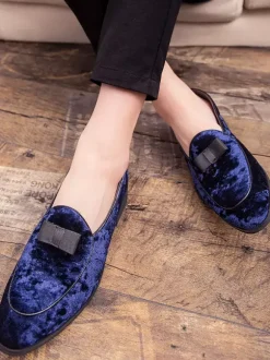 Men Belgian Loafer Prom Party Wedding Shoes Bows Slip On Low Tops Blue Loafers Prom Party Wedding Shoes