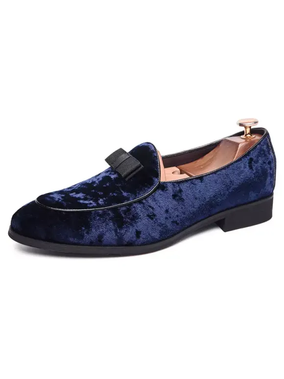 Men Belgian Loafer Prom Party Wedding Shoes Bows Slip On Low Tops Blue Loafers Prom Party Wedding Shoes