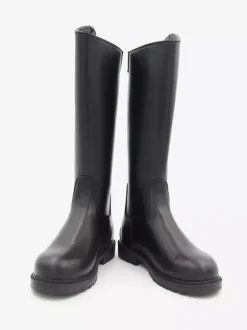 Men' Knee High Boots Cowhide Chic Black Knight Boots